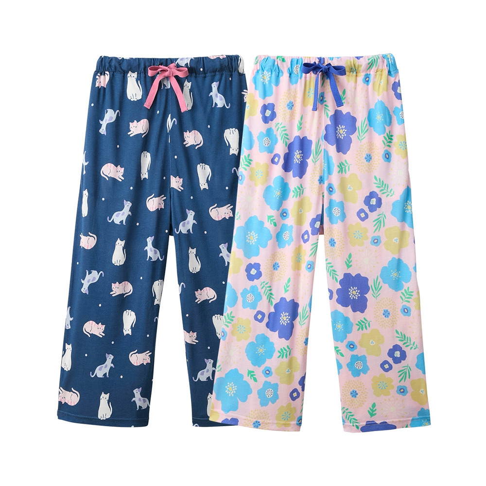 接触冷感 ゆったりシルエット 7分丈リラックスルームパンツ2枚組1