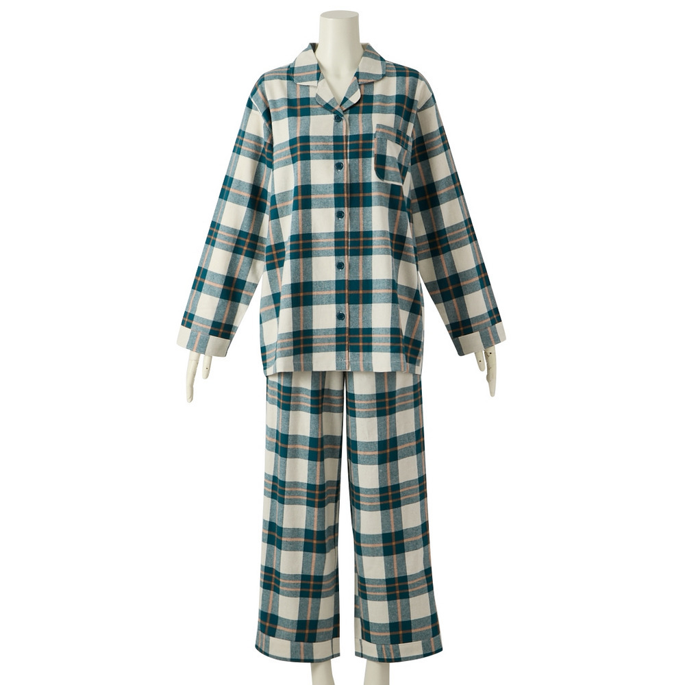 綿100%ネル前開きパジャマ12