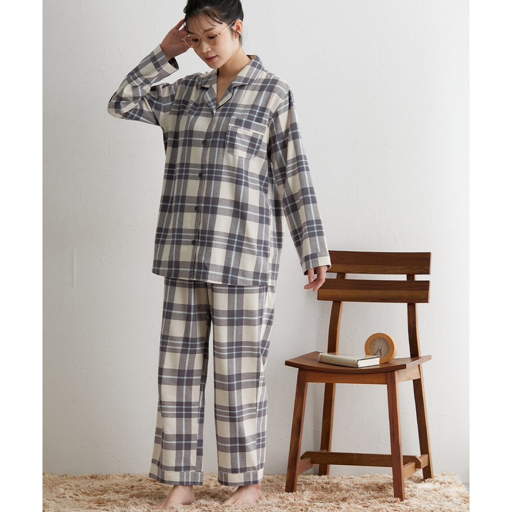 綿100%ネル前開きパジャマ9