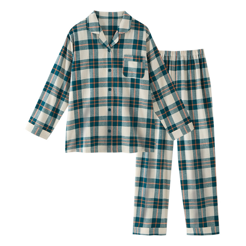 綿100%ネル前開きパジャマ1