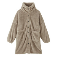 ふわぬくマイクロファー首あったか前開きルームガウン