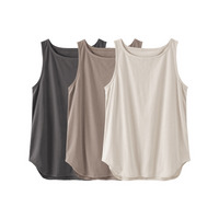 綿混吸汗速乾　ボートネックロング丈タンクトップ3枚組