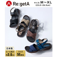 リゲッタスマイル　クロスゴムローヒールサンダル（ゆったりワイズ）