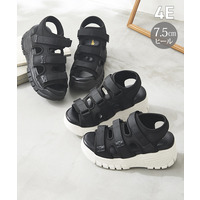 【ゆったり幅広】厚底3本ベルトスポーツサンダル（低反発中敷）（ワイズ4E）