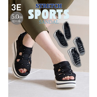 ストレッチ厚底スポーツサンダル（低反発中敷・ワイズ3E）