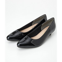 【ゆったり幅広】ポインテッドトゥローヒールパンプス（低反発中敷）（ワイズ4E）