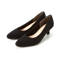 【ゆったり幅広】ポインテッドトゥミドルヒールパンプス（低反発中敷）（ワイズ4E）