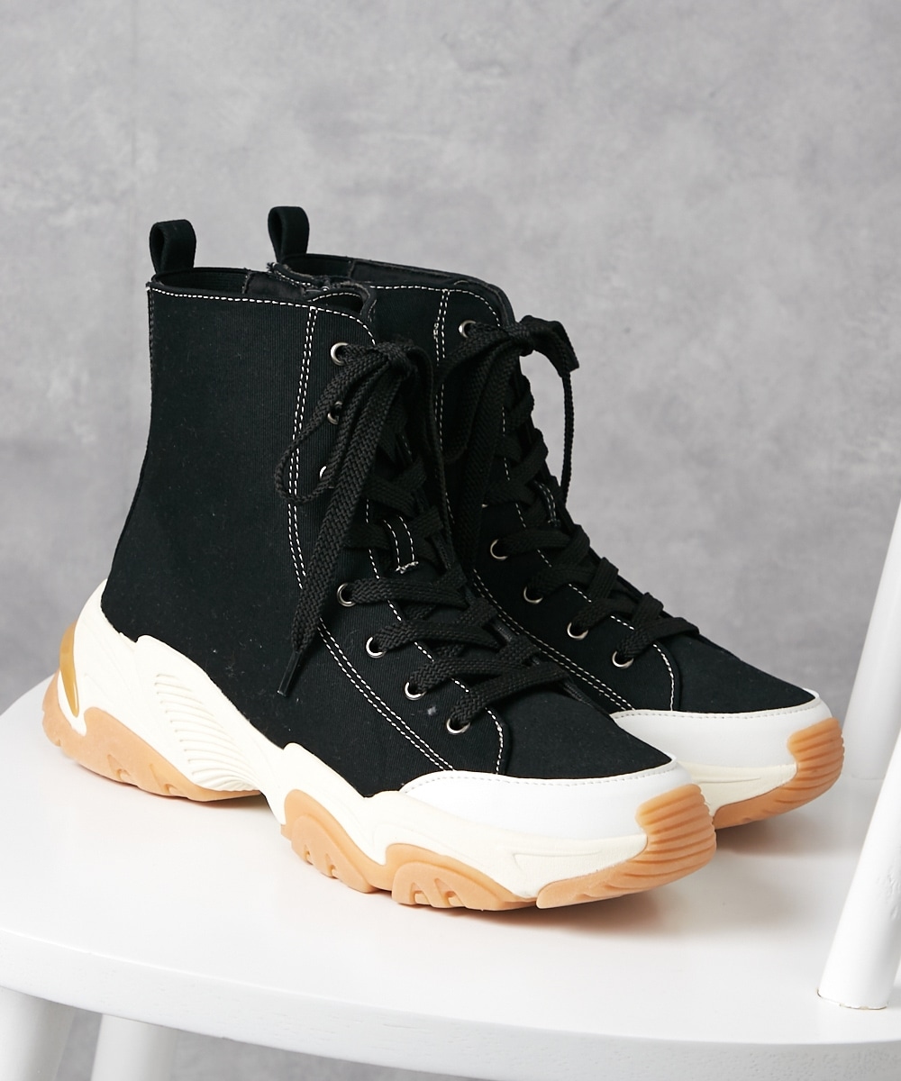 【ゆったり幅広】えんどぅーコラボ商品　la farfa SHOES（ラファーファシューズ）ハイカットスニーカー（ワイズ4E）