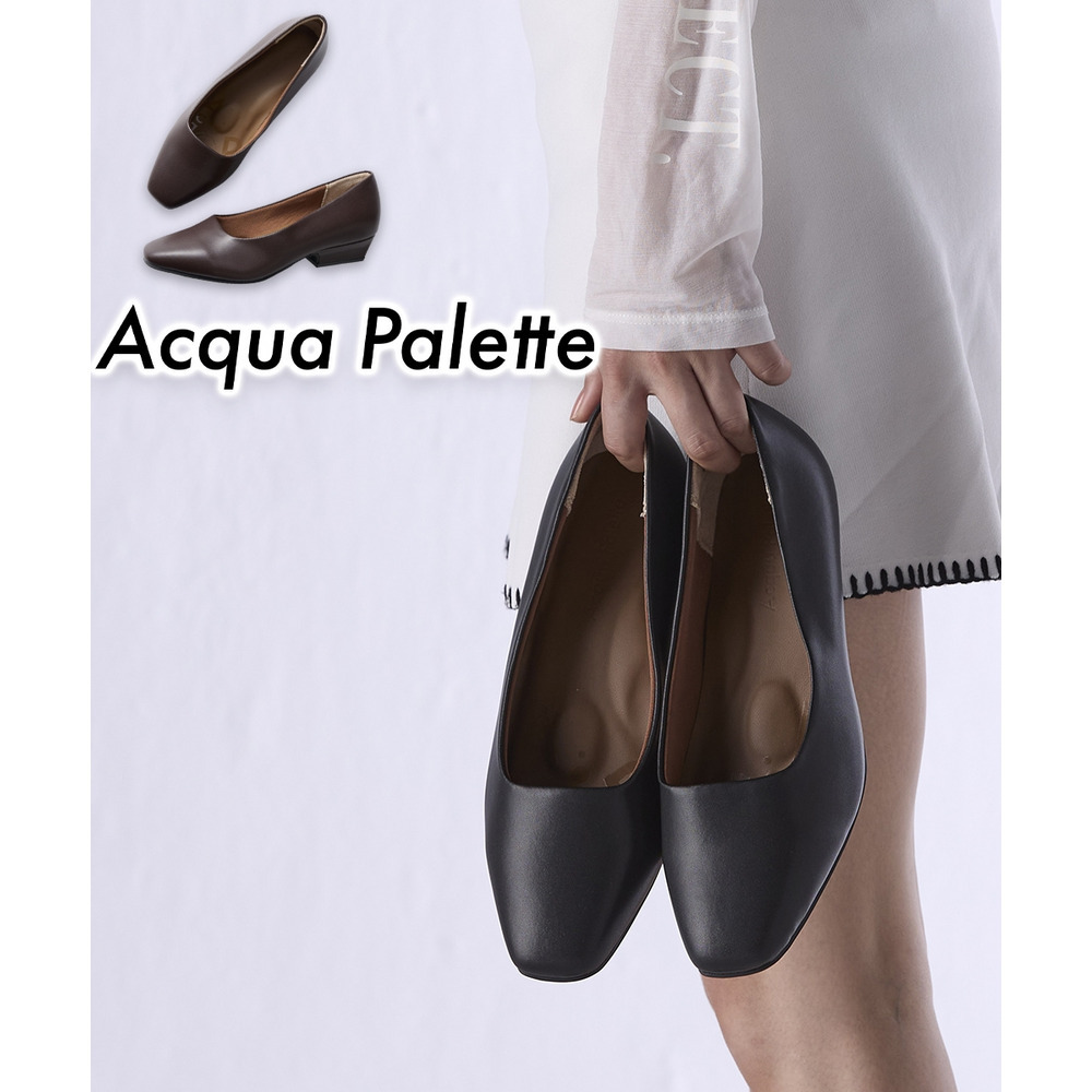 【ゆったり幅広】スクエアトゥローヒールパンプス(ワイズ4E)ACQUA PALETTE(アクアパレット)1