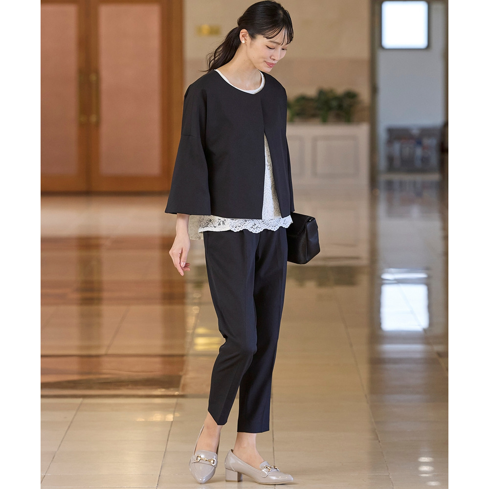 【ゆったり幅広】ビット付ポインテッドトゥローファーパンプス(ワイズ4E)13