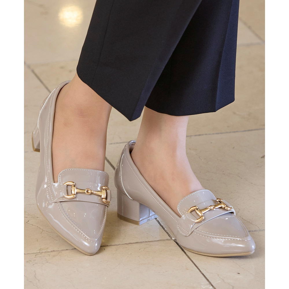 【ゆったり幅広】ビット付ポインテッドトゥローファーパンプス(ワイズ4E)14