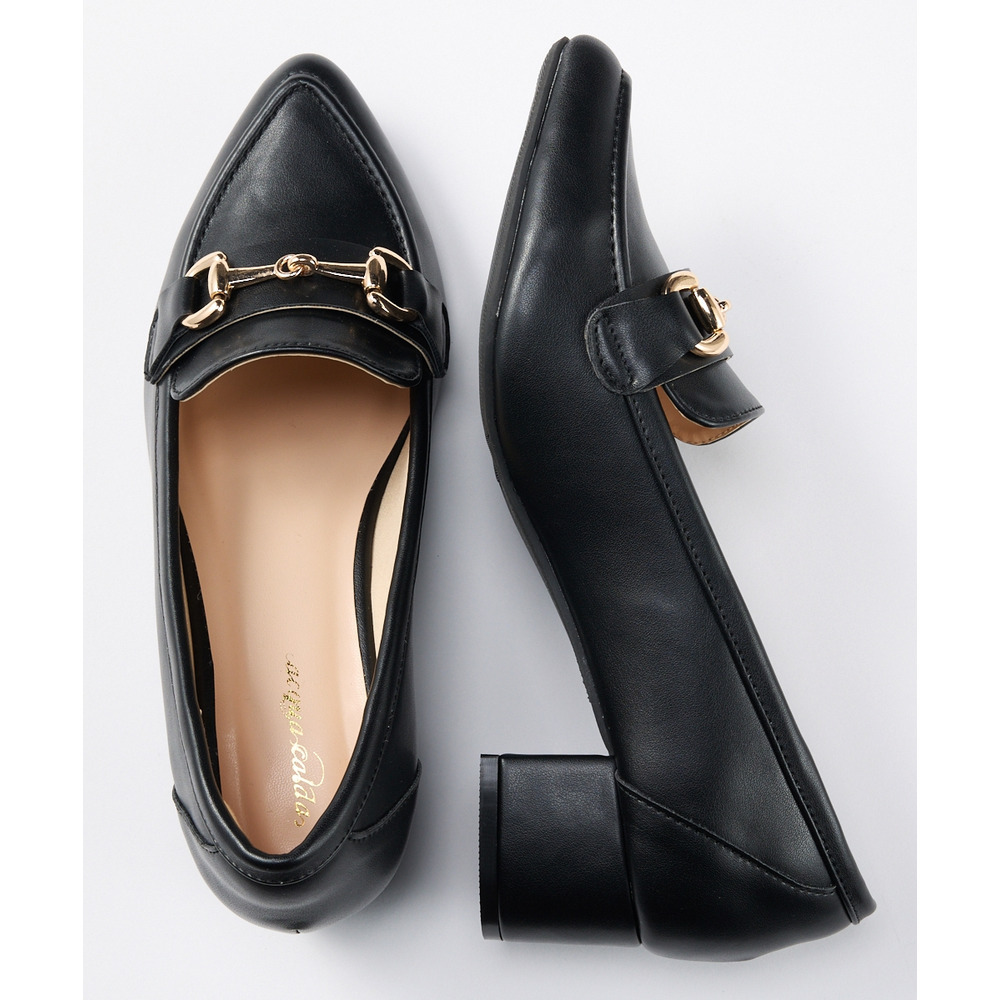 【ゆったり幅広】ビット付ポインテッドトゥローファーパンプス(ワイズ4E)17