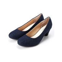 【ゆったり幅広】ラウンドトゥミドルヒールパンプス（低反発中敷）（ワイズ4Ｅ）