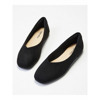 【ゆったり幅広】やわらかVカットフラットパンプス（低反発中敷）（ワイズ4E）