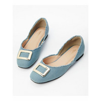 【ゆったり幅広】バックル付カットフラットシューズ（低反発中敷）（ワイズ4E）