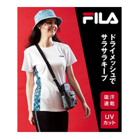 大きいサイズ　サイド切替ドライメッシュTシャツ（UVカット・吸汗速乾）／FILA