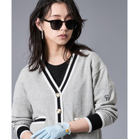 綿100％ラインVネックニットカーディガン　大きいサイズ　シックスタイルゴルフ