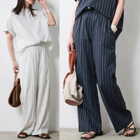 ストライプリラックスパンツ　大きいサイズ　シックスタイル