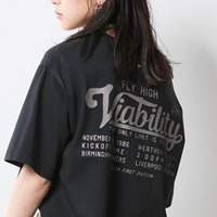 綿100%ピグメント染バックロゴプリントTシャツ　大きいサイズ　シックスタイル