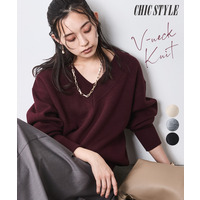 Vネックニットプルオーバー 大きいサイズ　シックスタイル