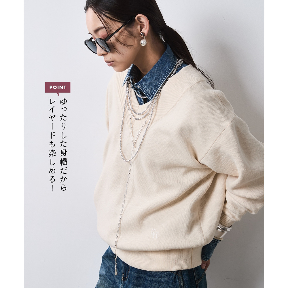 Vネックニットプルオーバー 大きいサイズ シックスタイル11