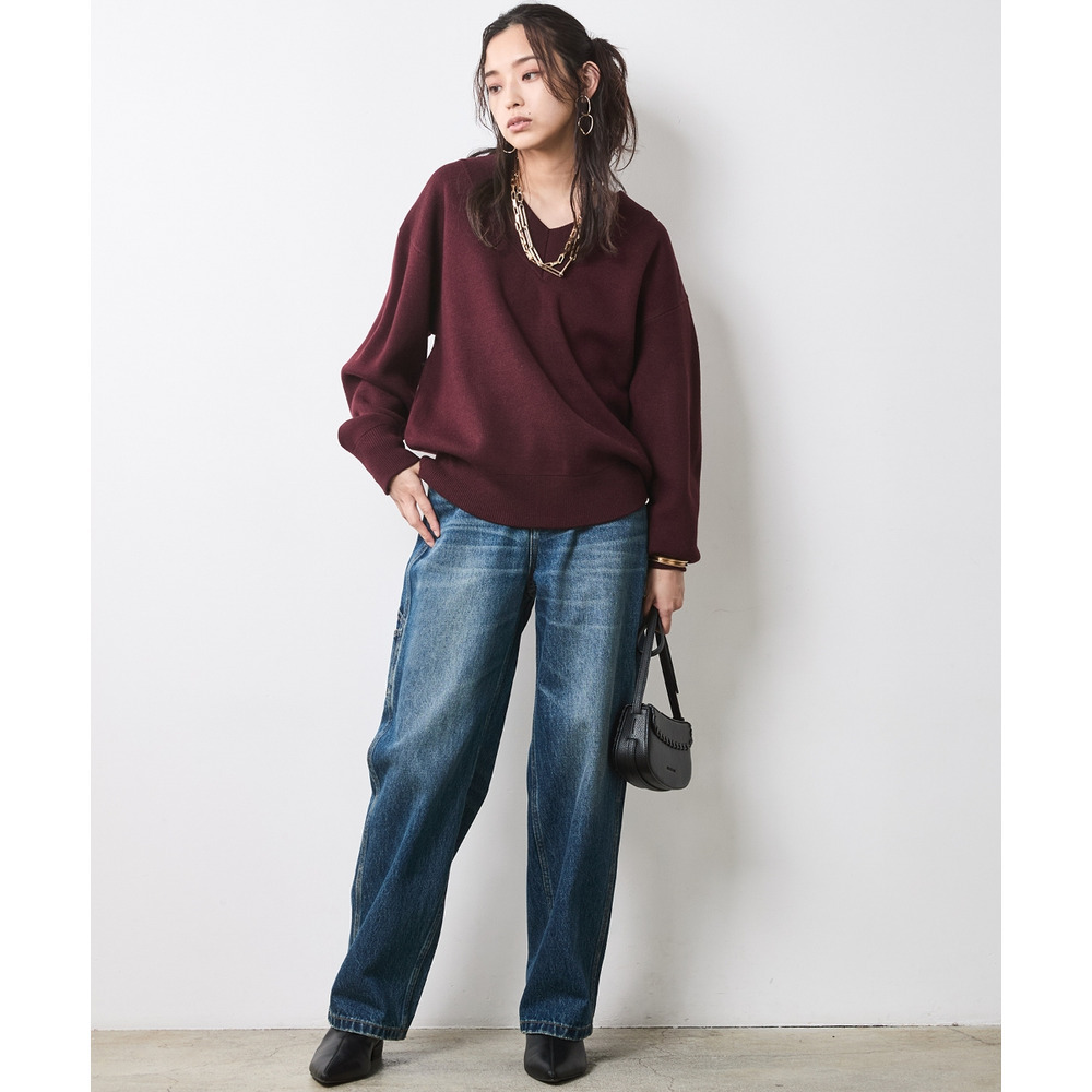 Vネックニットプルオーバー 大きいサイズ シックスタイル19