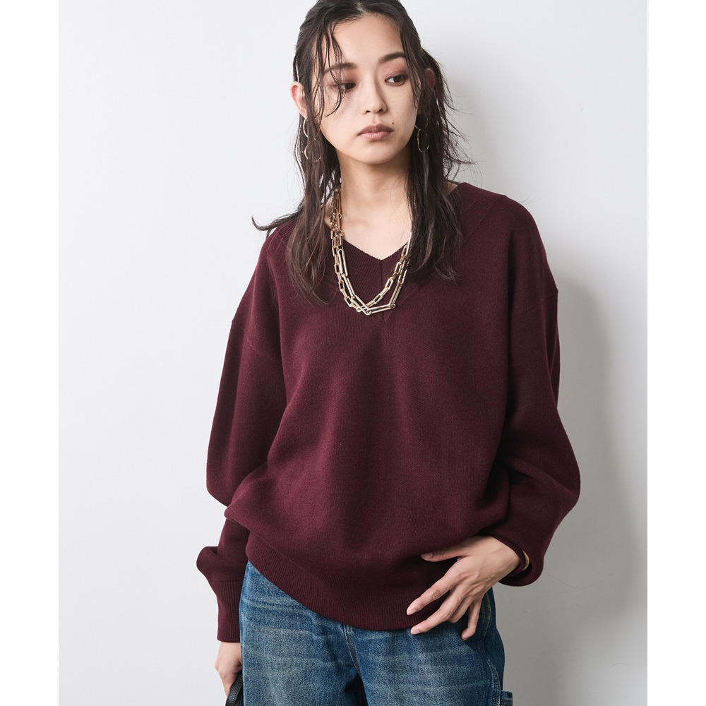 Vネックニットプルオーバー 大きいサイズ シックスタイル22