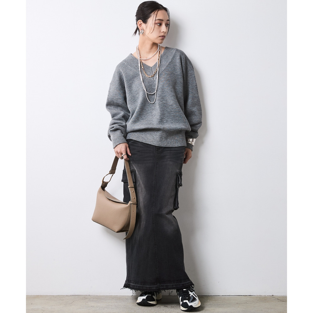 Vネックニットプルオーバー 大きいサイズ シックスタイル28