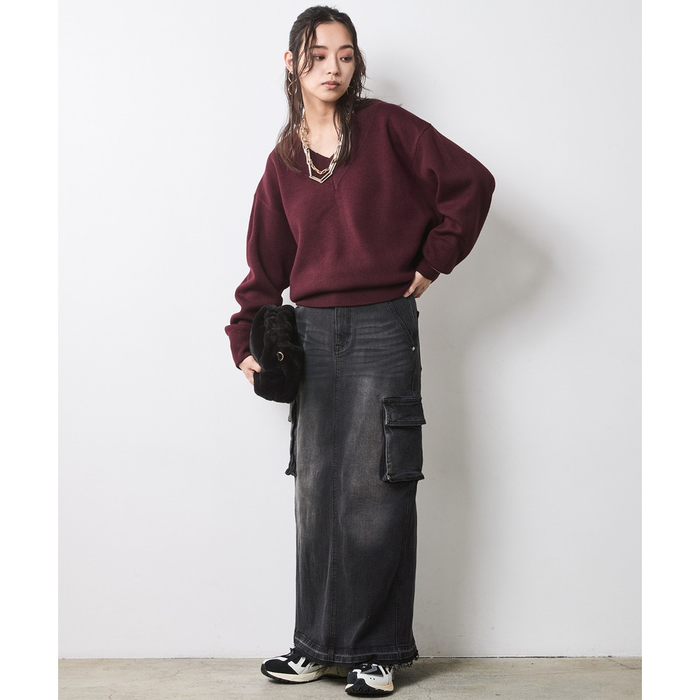 Vネックニットプルオーバー 大きいサイズ シックスタイル8