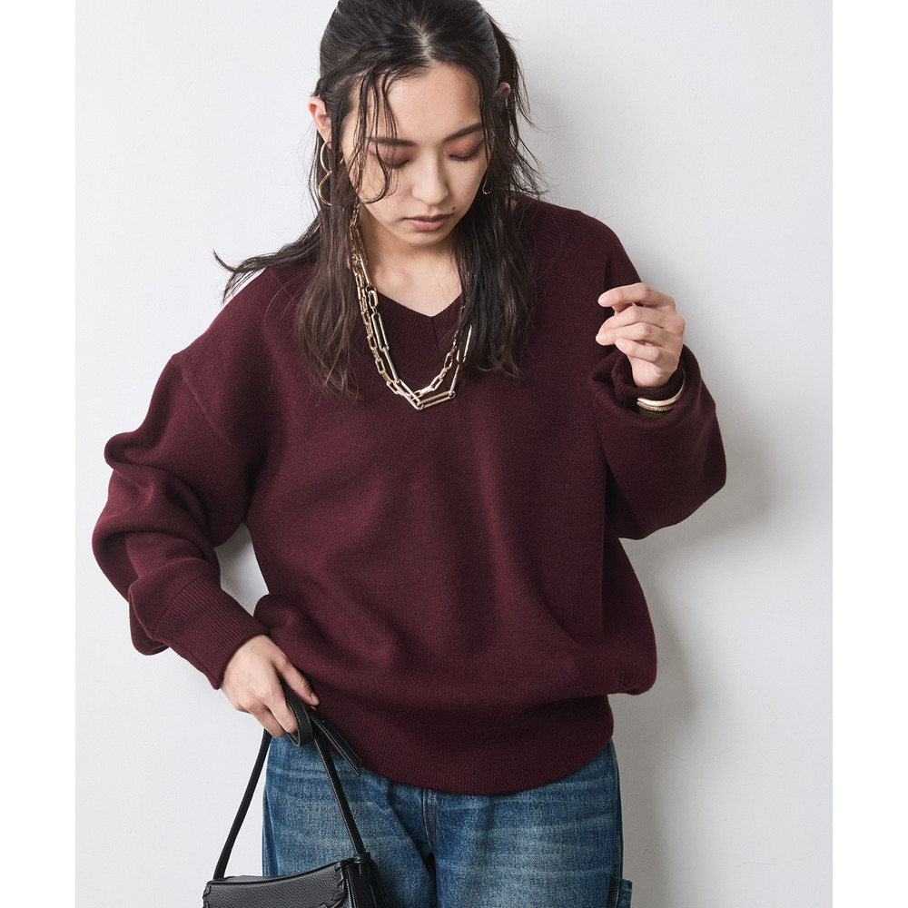 Vネックニットプルオーバー 大きいサイズ シックスタイル1