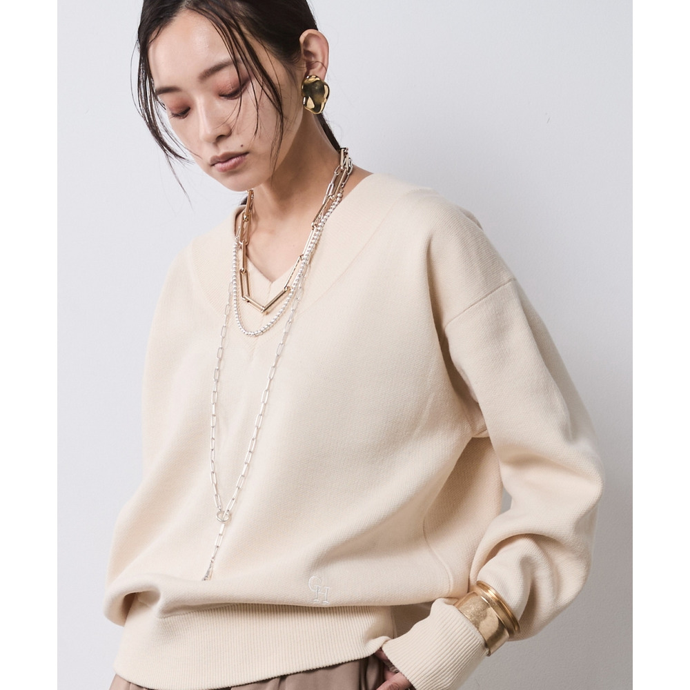 Vネックニットプルオーバー 大きいサイズ シックスタイル1