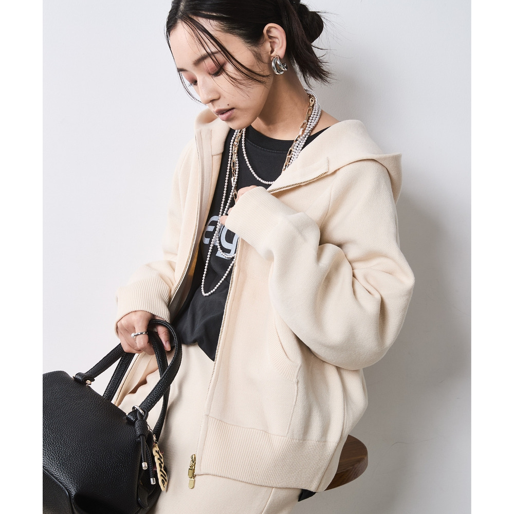 ジップアップニットフーディ 大きいサイズ シックスタイル1