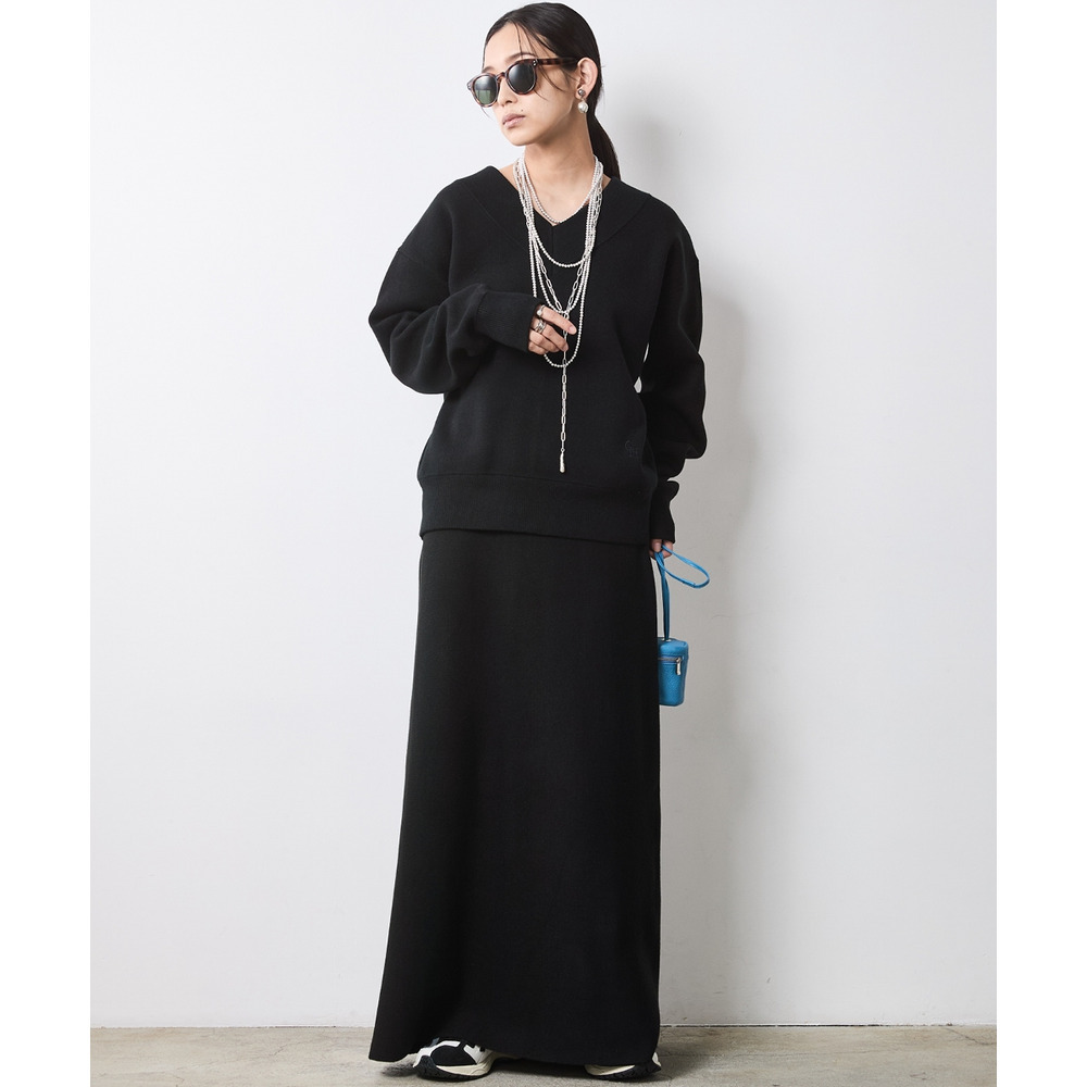 ニットナローマキシスカート 大きいサイズ シックスタイル27