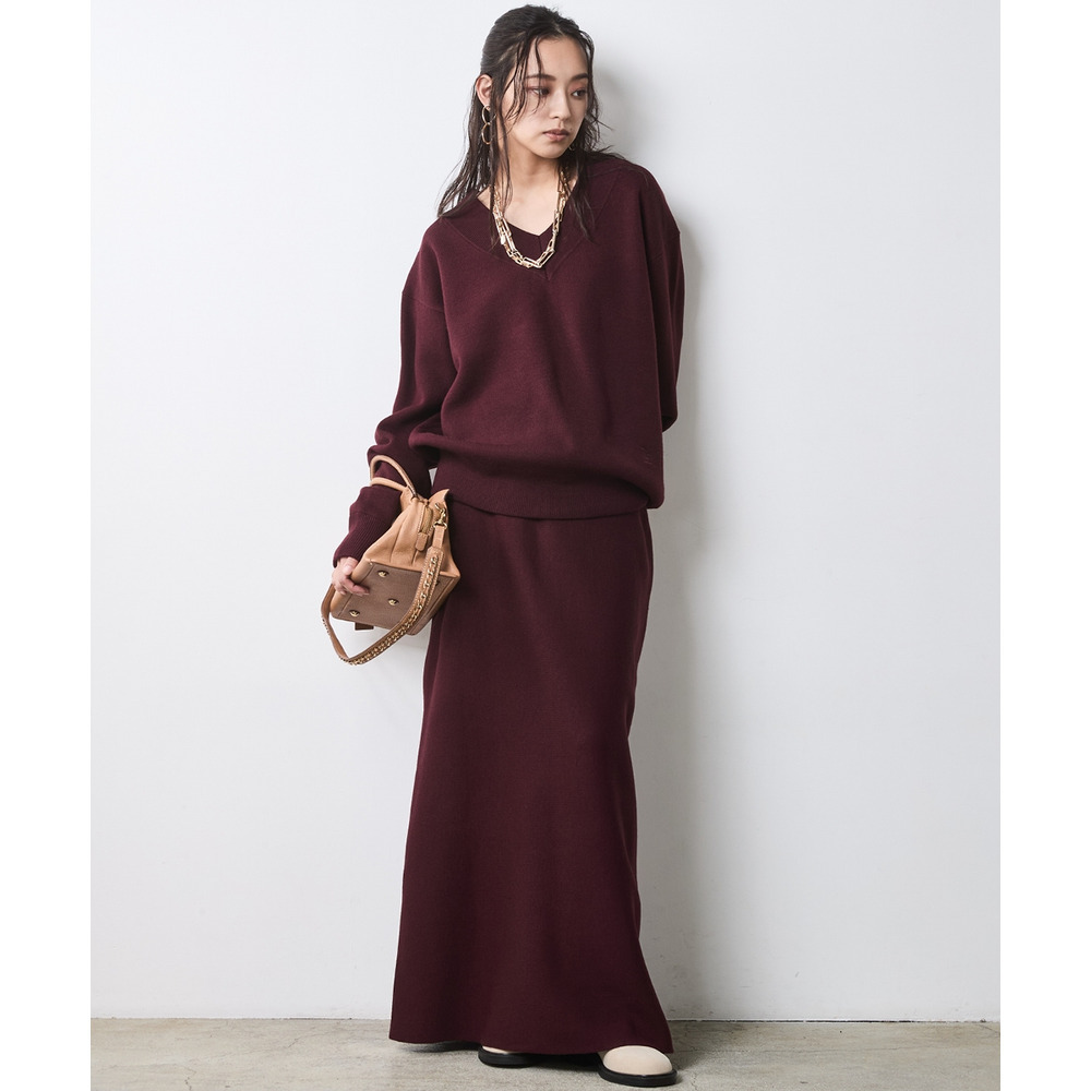 ニットナローマキシスカート 大きいサイズ シックスタイル3