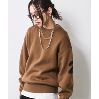 バックロゴジャガードニットプルオーバー 大きいサイズ　シックスタイル