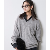 Vネックニットチュニック 大きいサイズ　シックスタイル