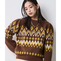 ジャガードパフスリーブニット 大きいサイズ　シックスタイル