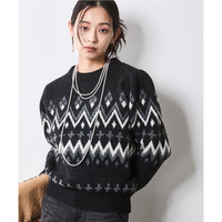 ジャガードパフスリーブニット 大きいサイズ　シックスタイル