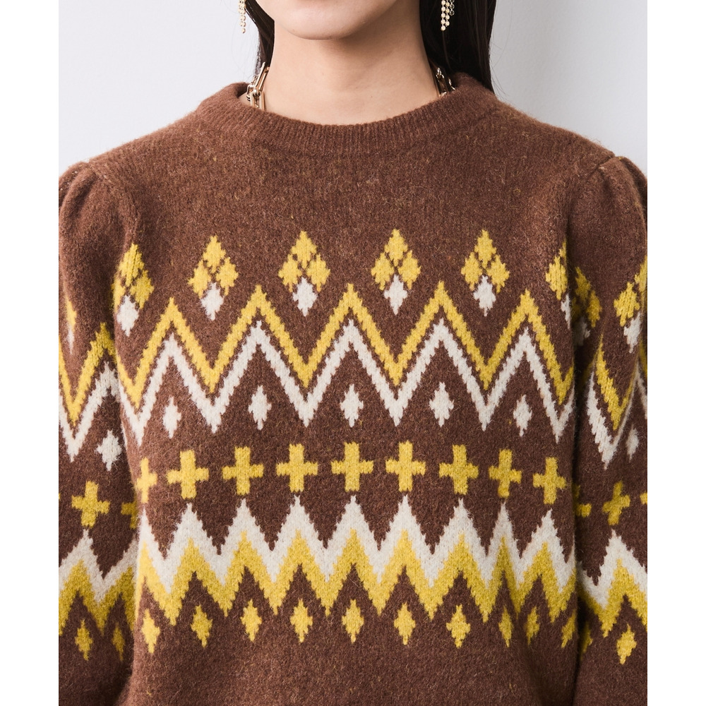 ジャガードパフスリーブニット 大きいサイズ シックスタイル12