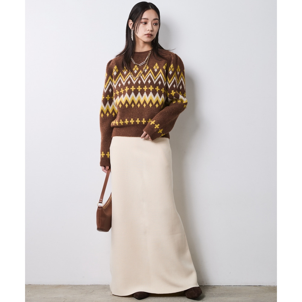 ジャガードパフスリーブニット 大きいサイズ シックスタイル2