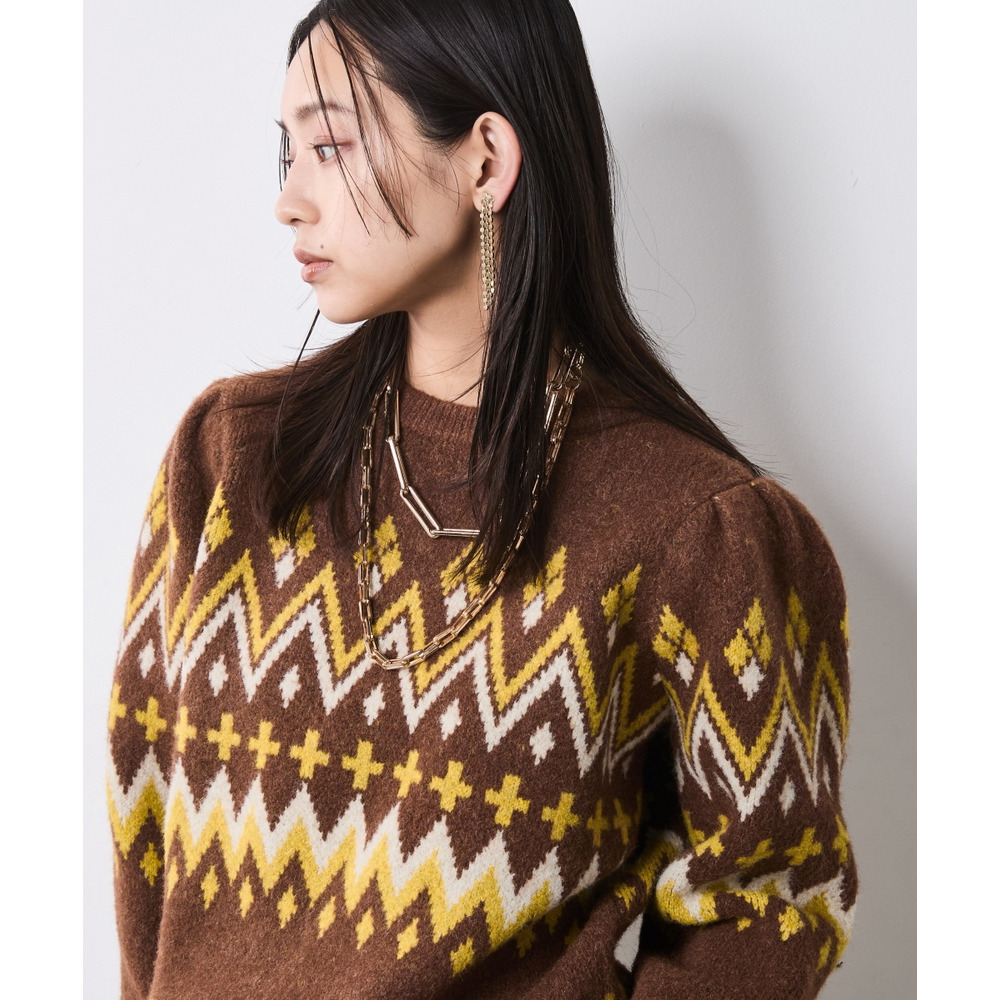 ジャガードパフスリーブニット 大きいサイズ シックスタイル26