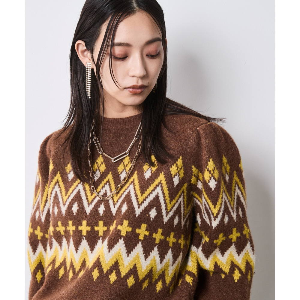 ジャガードパフスリーブニット 大きいサイズ シックスタイル27