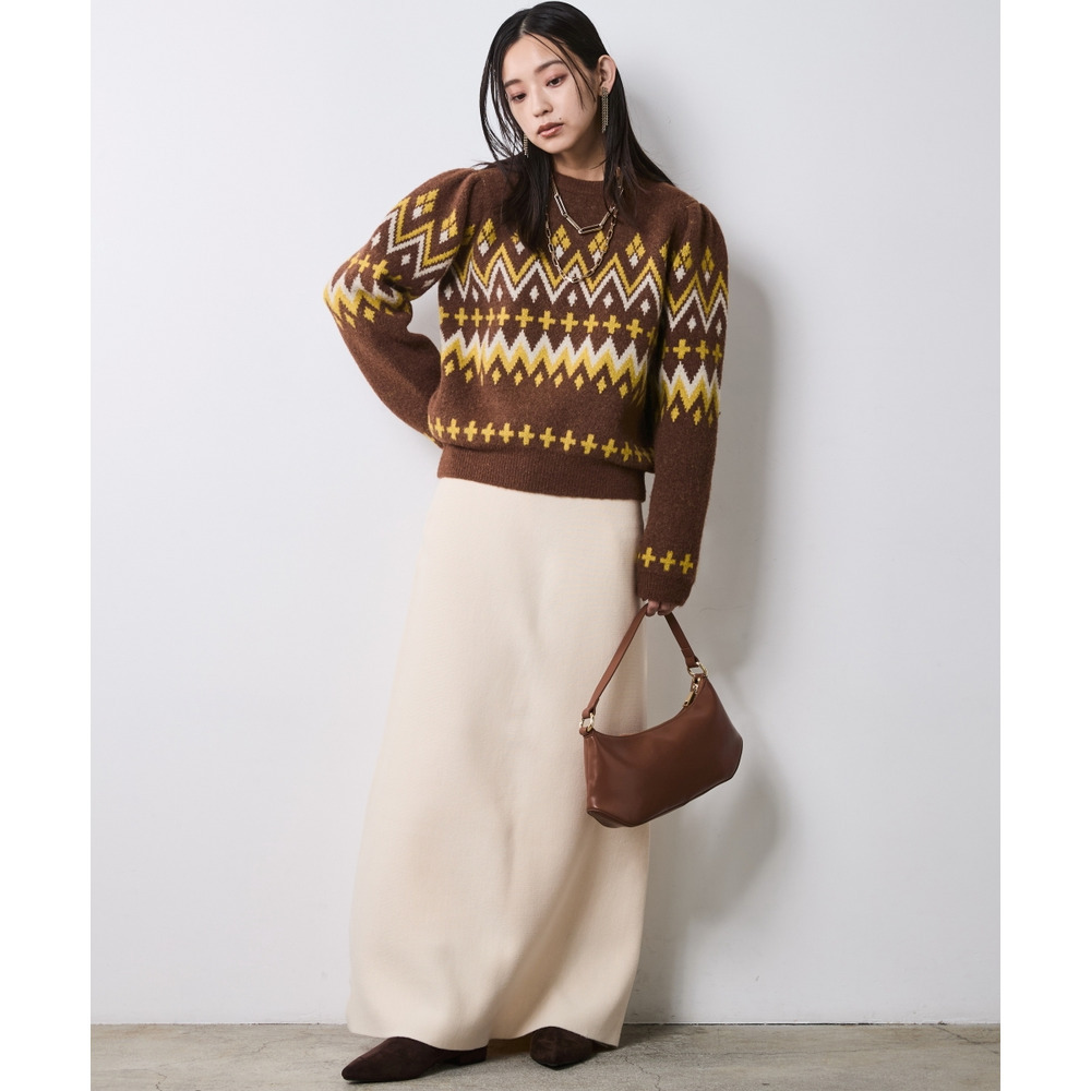 ジャガードパフスリーブニット 大きいサイズ シックスタイル28