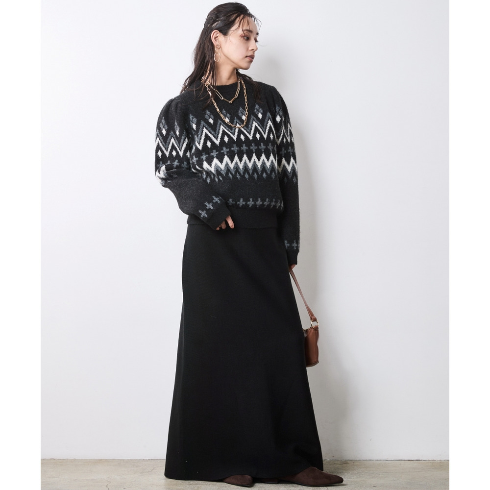 ジャガードパフスリーブニット 大きいサイズ シックスタイル3