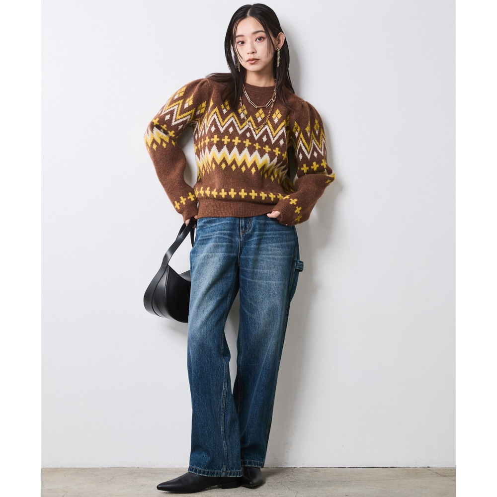 ジャガードパフスリーブニット 大きいサイズ シックスタイル6