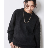 ヘアリークルーネックニット 大きいサイズ　シックスタイル