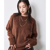 ヘアリークルーネックニット 大きいサイズ　シックスタイル