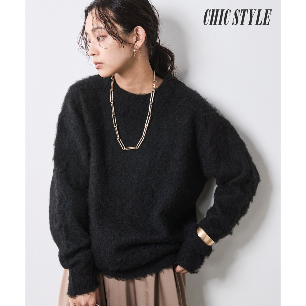 ヘアリークルーネックニット 大きいサイズ シックスタイル2