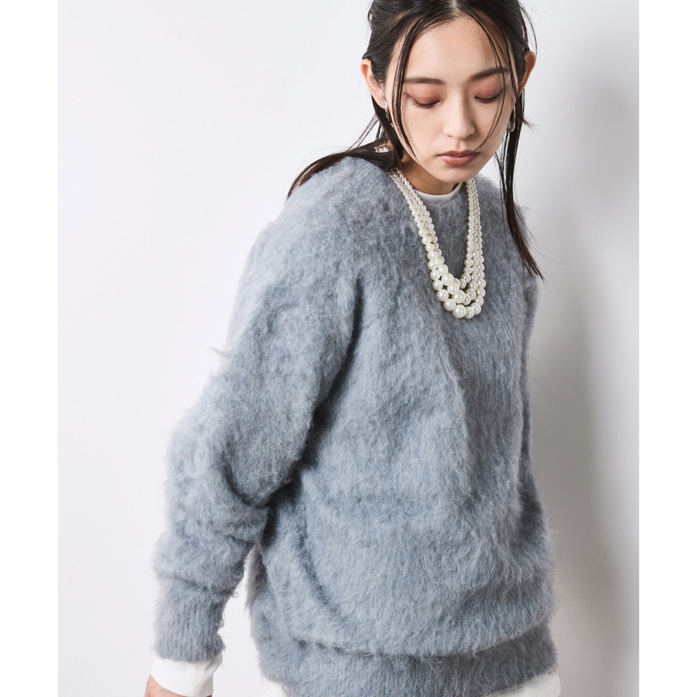 ヘアリークルーネックニット 大きいサイズ シックスタイル21