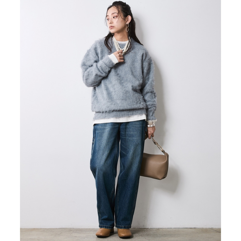 ヘアリークルーネックニット 大きいサイズ シックスタイル23